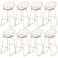 Glam Round Metal Bar Stools Low Back Dining Stools with Footrest