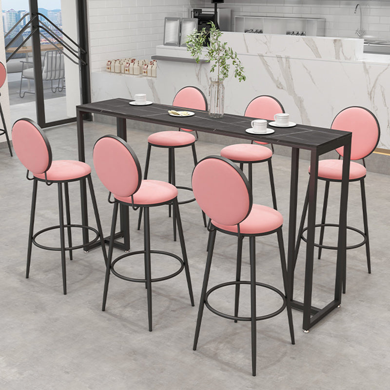 Metal Low Back Dining Stools Glam Armless Bar Stools with Black Metal Base