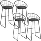 Metal Low Back Dining Stools Glam Armless Bar Stools with Black Metal Base