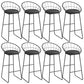 Metal Low Back Dining Stools Glam Armless Bar Stools with Black Metal Base
