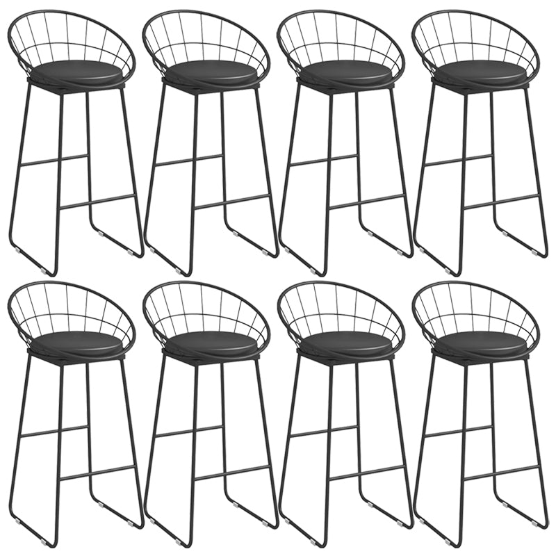 Metal Low Back Dining Stools Glam Armless Bar Stools with Black Metal Base