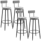 Metal Low Back Dining Stools Glam Armless Bar Stools with Black Metal Base