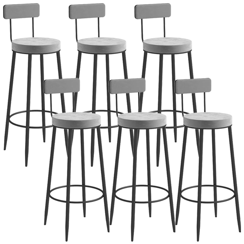 Metal Low Back Dining Stools Glam Armless Bar Stools with Black Metal Base