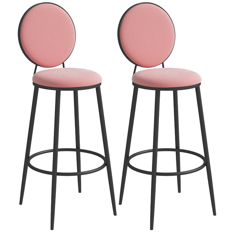 Metal Low Back Dining Stools Glam Armless Bar Stools with Black Metal Base