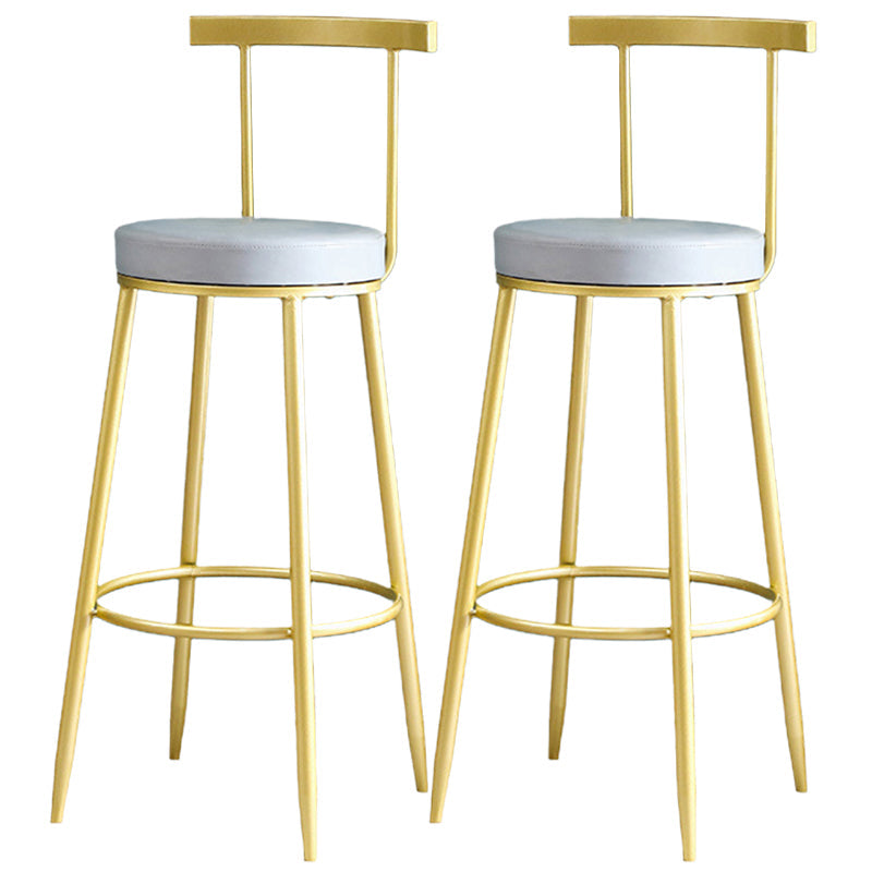 Metal Low Back Dining Stools Glam Armless Bar Stools with Gold Metal Base Grey 2 Piece Set Clearhalo 'Bar Furniture' 'Bar Stools' 'bar_stools' 'furn' 'furn_bar_stools' 'Furniture' 'Kitchen & Dining Furniture' 6746792
