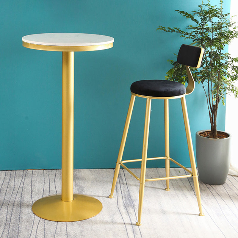 Metal Low Back Dining Stools Glam Armless Bar Stools with Gold Metal Base Black-Gold 1 Piece Clearhalo 'Bar Furniture' 'Bar Stools' 'bar_stools' 'furn' 'furn_bar_stools' 'Furniture' 'Kitchen & Dining Furniture' 6746793