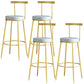 Metal Low Back Dining Stools Glam Armless Bar Stools with Gold Metal Base Grey 4 Piece Set Clearhalo 'Bar Furniture' 'Bar Stools' 'bar_stools' 'furn' 'furn_bar_stools' 'Furniture' 'Kitchen & Dining Furniture' 6746794
