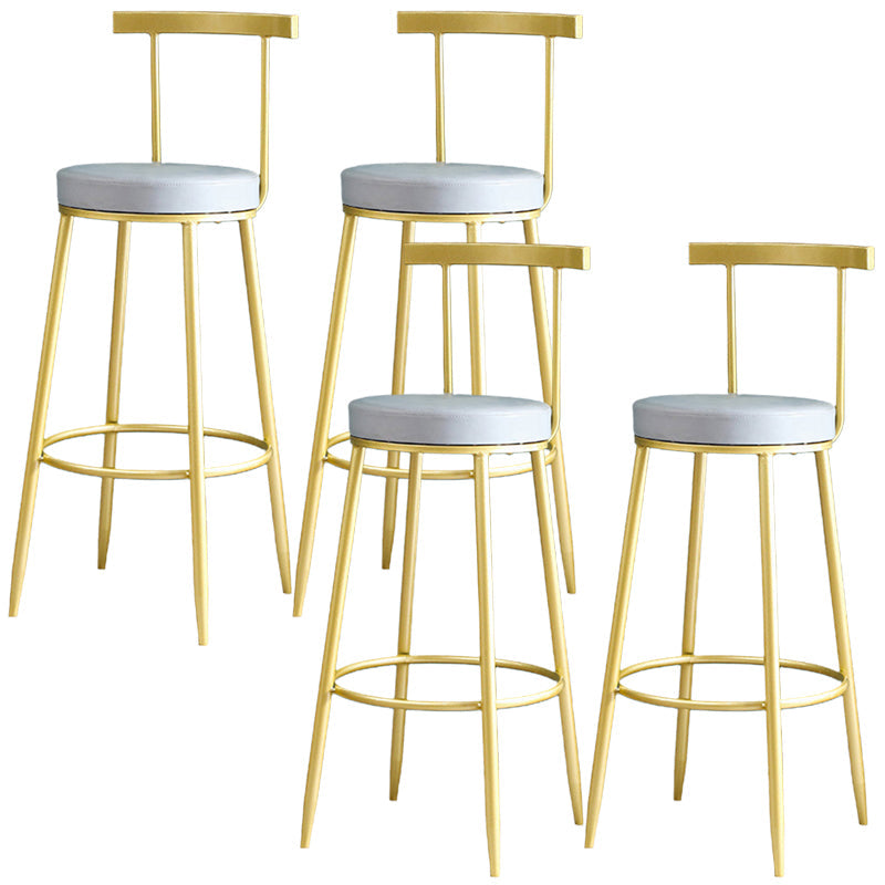 Metal Low Back Dining Stools Glam Armless Bar Stools with Gold Metal Base Grey 4 Piece Set Clearhalo 'Bar Furniture' 'Bar Stools' 'bar_stools' 'furn' 'furn_bar_stools' 'Furniture' 'Kitchen & Dining Furniture' 6746794