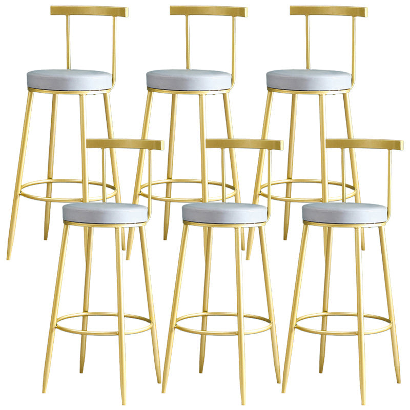 Metal Low Back Dining Stools Glam Armless Bar Stools with Gold Metal Base Grey 6 Piece Set Clearhalo 'Bar Furniture' 'Bar Stools' 'bar_stools' 'furn' 'furn_bar_stools' 'Furniture' 'Kitchen & Dining Furniture' 6746796