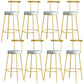Metal Low Back Dining Stools Glam Armless Bar Stools with Gold Metal Base Grey 8 Piece Set Clearhalo 'Bar Furniture' 'Bar Stools' 'bar_stools' 'furn' 'furn_bar_stools' 'Furniture' 'Kitchen & Dining Furniture' 6746797