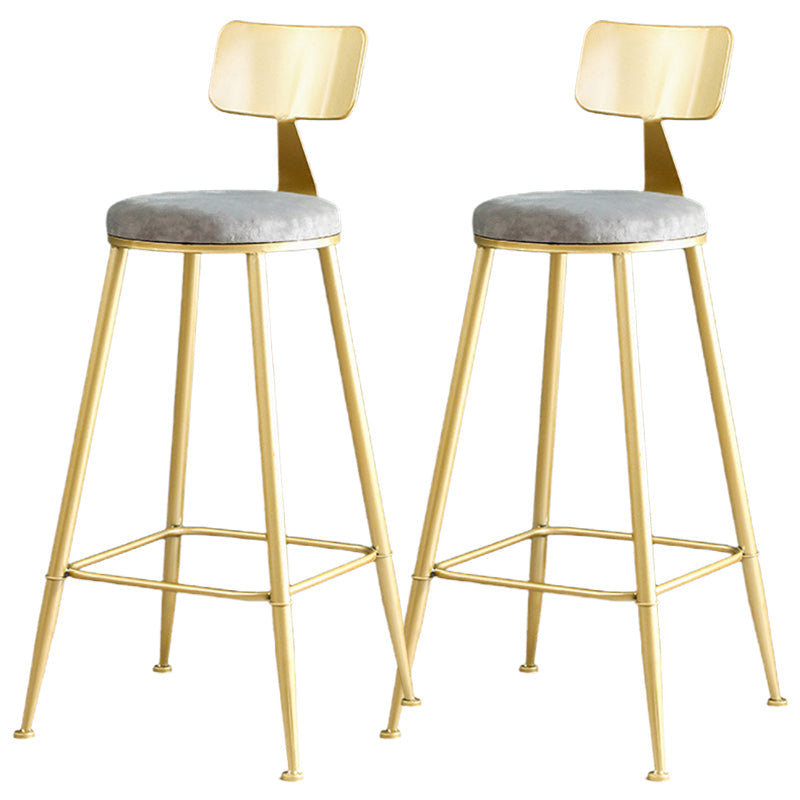 Metal Low Back Dining Stools Glam Armless Bar Stools with Gold Metal Base Dark Gray 2 Piece Set Clearhalo 'Bar Furniture' 'Bar Stools' 'bar_stools' 'furn' 'furn_bar_stools' 'Furniture' 'Kitchen & Dining Furniture' 6746800