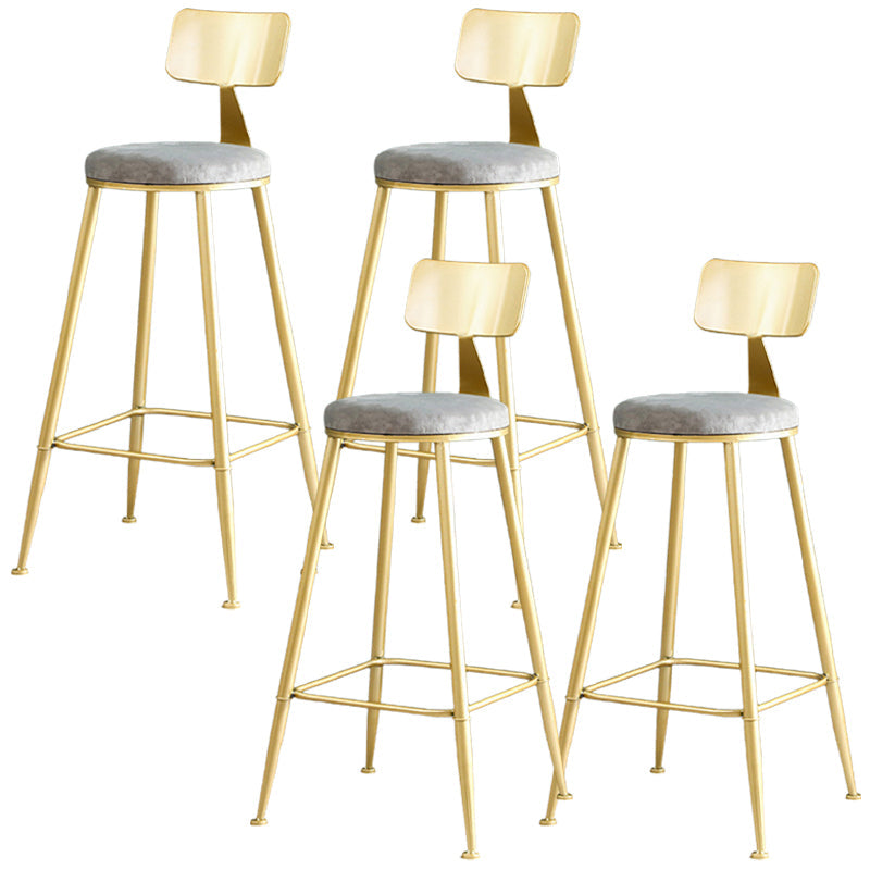 Metal Low Back Dining Stools Glam Armless Bar Stools with Gold Metal Base Dark Gray 4 Piece Set Clearhalo 'Bar Furniture' 'Bar Stools' 'bar_stools' 'furn' 'furn_bar_stools' 'Furniture' 'Kitchen & Dining Furniture' 6746801