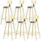 Metal Low Back Dining Stools Glam Armless Bar Stools with Gold Metal Base Dark Gray 6 Piece Set Clearhalo 'Bar Furniture' 'Bar Stools' 'bar_stools' 'furn' 'furn_bar_stools' 'Furniture' 'Kitchen & Dining Furniture' 6746804