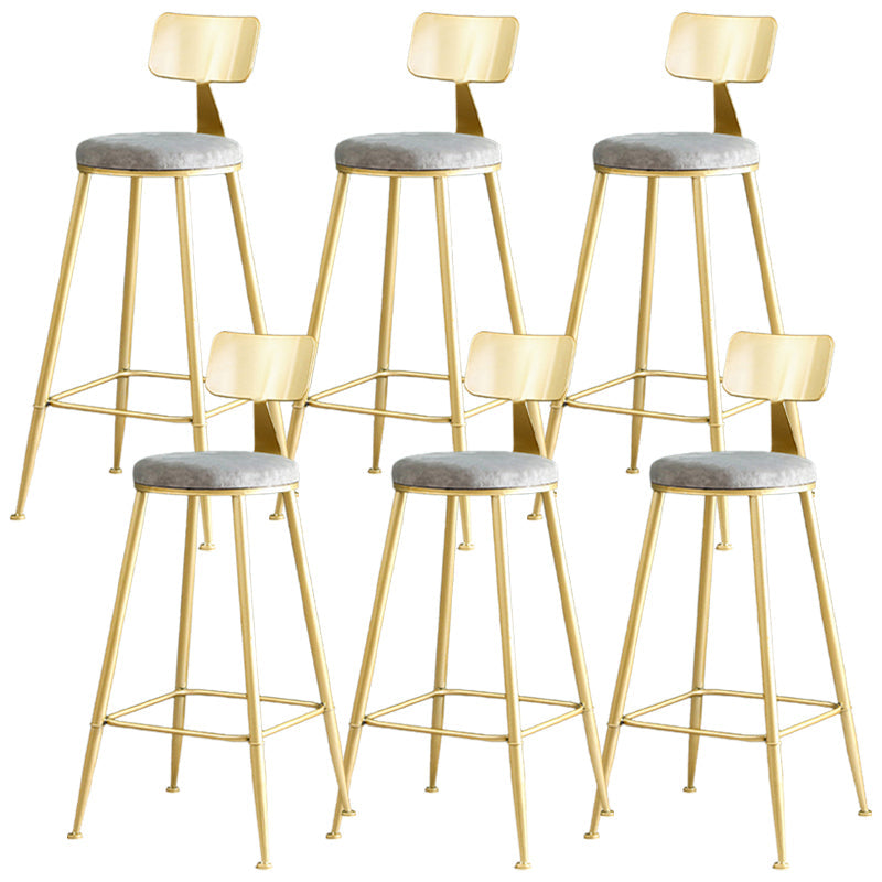 Metal Low Back Dining Stools Glam Armless Bar Stools with Gold Metal Base Dark Gray 6 Piece Set Clearhalo 'Bar Furniture' 'Bar Stools' 'bar_stools' 'furn' 'furn_bar_stools' 'Furniture' 'Kitchen & Dining Furniture' 6746804
