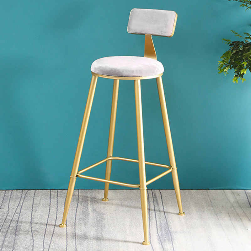 Metal Low Back Dining Stools Glam Armless Bar Stools with Gold Metal Base Light Gray 1 Piece Clearhalo 'Bar Furniture' 'Bar Stools' 'bar_stools' 'furn' 'furn_bar_stools' 'Furniture' 'Kitchen & Dining Furniture' 6746805