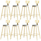 Metal Low Back Dining Stools Glam Armless Bar Stools with Gold Metal Base Dark Gray 8 Piece Set Clearhalo 'Bar Furniture' 'Bar Stools' 'bar_stools' 'furn' 'furn_bar_stools' 'Furniture' 'Kitchen & Dining Furniture' 6746806