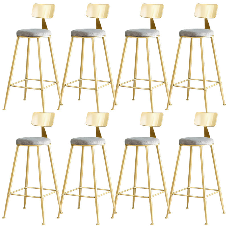 Metal Low Back Dining Stools Glam Armless Bar Stools with Gold Metal Base Dark Gray 8 Piece Set Clearhalo 'Bar Furniture' 'Bar Stools' 'bar_stools' 'furn' 'furn_bar_stools' 'Furniture' 'Kitchen & Dining Furniture' 6746806