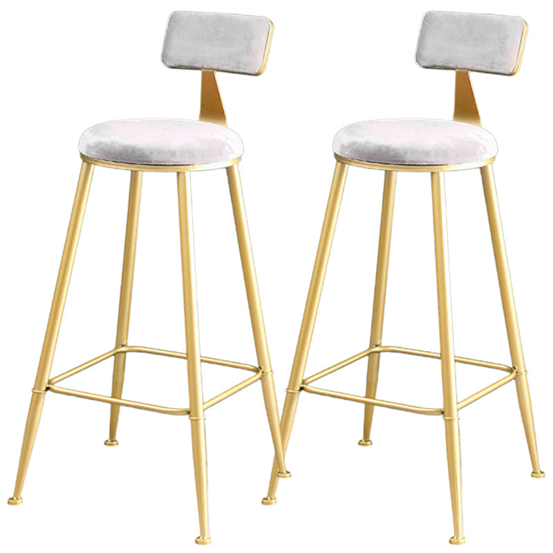 Metal Low Back Dining Stools Glam Armless Bar Stools with Gold Metal Base Light Gray 2 Piece Set Clearhalo 'Bar Furniture' 'Bar Stools' 'bar_stools' 'furn' 'furn_bar_stools' 'Furniture' 'Kitchen & Dining Furniture' 6746807