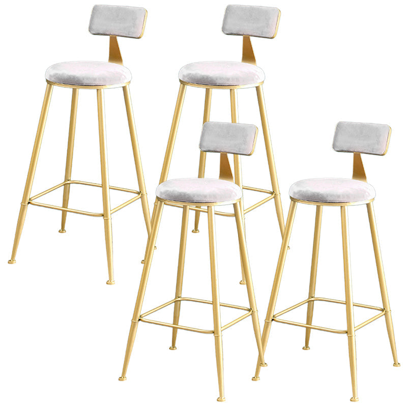Metal Low Back Dining Stools Glam Armless Bar Stools with Gold Metal Base Light Gray 4 Piece Set Clearhalo 'Bar Furniture' 'Bar Stools' 'bar_stools' 'furn' 'furn_bar_stools' 'Furniture' 'Kitchen & Dining Furniture' 6746810