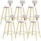 Metal Low Back Dining Stools Glam Armless Bar Stools with Gold Metal Base Light Gray 6 Piece Set Clearhalo 'Bar Furniture' 'Bar Stools' 'bar_stools' 'furn' 'furn_bar_stools' 'Furniture' 'Kitchen & Dining Furniture' 6746812