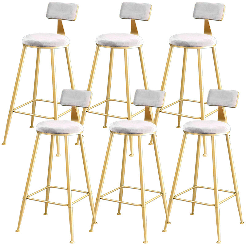 Metal Low Back Dining Stools Glam Armless Bar Stools with Gold Metal Base Light Gray 6 Piece Set Clearhalo 'Bar Furniture' 'Bar Stools' 'bar_stools' 'furn' 'furn_bar_stools' 'Furniture' 'Kitchen & Dining Furniture' 6746812