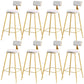 Metal Low Back Dining Stools Glam Armless Bar Stools with Gold Metal Base Light Gray 8 Piece Set Clearhalo 'Bar Furniture' 'Bar Stools' 'bar_stools' 'furn' 'furn_bar_stools' 'Furniture' 'Kitchen & Dining Furniture' 6746813