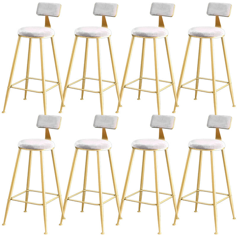 Metal Low Back Dining Stools Glam Armless Bar Stools with Gold Metal Base Light Gray 8 Piece Set Clearhalo 'Bar Furniture' 'Bar Stools' 'bar_stools' 'furn' 'furn_bar_stools' 'Furniture' 'Kitchen & Dining Furniture' 6746813