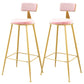 Metal Low Back Dining Stools Glam Armless Bar Stools with Gold Metal Base Gold-Pink 2 Piece Set Clearhalo 'Bar Furniture' 'Bar Stools' 'bar_stools' 'furn' 'furn_bar_stools' 'Furniture' 'Kitchen & Dining Furniture' 6746814