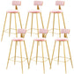 Metal Low Back Dining Stools Glam Armless Bar Stools with Gold Metal Base Gold-Pink 6 Piece Set Clearhalo 'Bar Furniture' 'Bar Stools' 'bar_stools' 'furn' 'furn_bar_stools' 'Furniture' 'Kitchen & Dining Furniture' 6746816