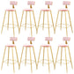 Metal Low Back Dining Stools Glam Armless Bar Stools with Gold Metal Base Gold-Pink 8 Piece Set Clearhalo 'Bar Furniture' 'Bar Stools' 'bar_stools' 'furn' 'furn_bar_stools' 'Furniture' 'Kitchen & Dining Furniture' 6746817