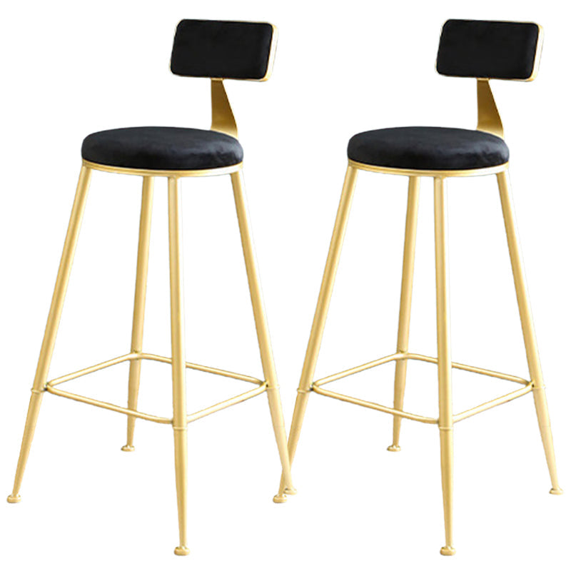 Metal Low Back Dining Stools Glam Armless Bar Stools with Gold Metal Base Black-Gold 2 Piece Set Clearhalo 'Bar Furniture' 'Bar Stools' 'bar_stools' 'furn' 'furn_bar_stools' 'Furniture' 'Kitchen & Dining Furniture' 6746818