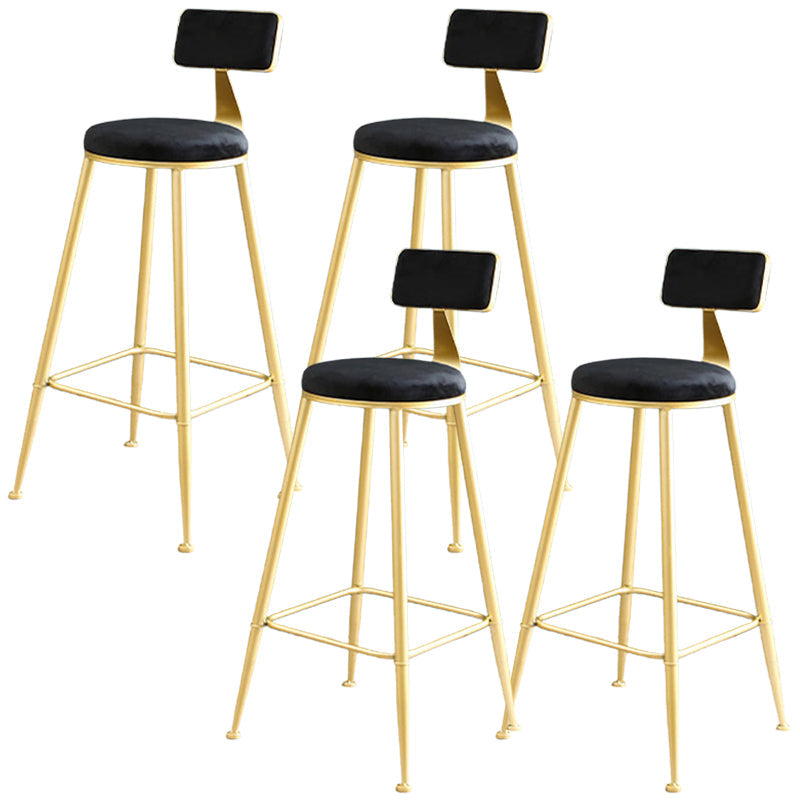 Metal Low Back Dining Stools Glam Armless Bar Stools with Gold Metal Base Black-Gold 4 Piece Set Clearhalo 'Bar Furniture' 'Bar Stools' 'bar_stools' 'furn' 'furn_bar_stools' 'Furniture' 'Kitchen & Dining Furniture' 6746819