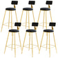 Metal Low Back Dining Stools Glam Armless Bar Stools with Gold Metal Base Black-Gold 6 Piece Set Clearhalo 'Bar Furniture' 'Bar Stools' 'bar_stools' 'furn' 'furn_bar_stools' 'Furniture' 'Kitchen & Dining Furniture' 6746820