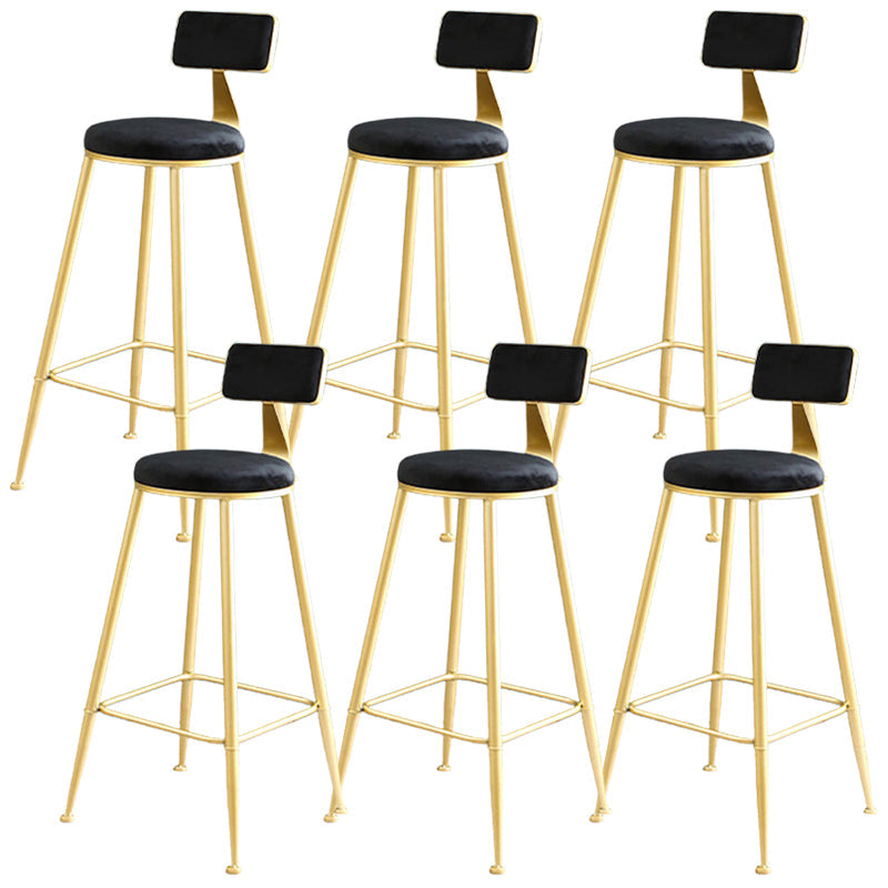 Metal Low Back Dining Stools Glam Armless Bar Stools with Gold Metal Base Black-Gold 6 Piece Set Clearhalo 'Bar Furniture' 'Bar Stools' 'bar_stools' 'furn' 'furn_bar_stools' 'Furniture' 'Kitchen & Dining Furniture' 6746820