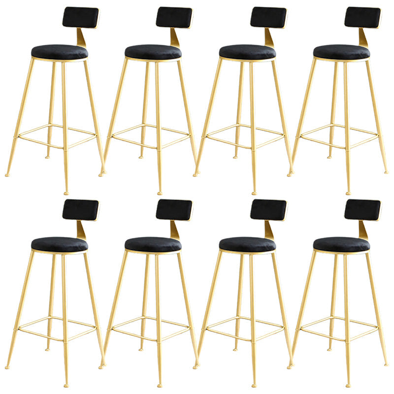 Metal Low Back Dining Stools Glam Armless Bar Stools with Gold Metal Base Black-Gold 8 Piece Set Clearhalo 'Bar Furniture' 'Bar Stools' 'bar_stools' 'furn' 'furn_bar_stools' 'Furniture' 'Kitchen & Dining Furniture' 6746821
