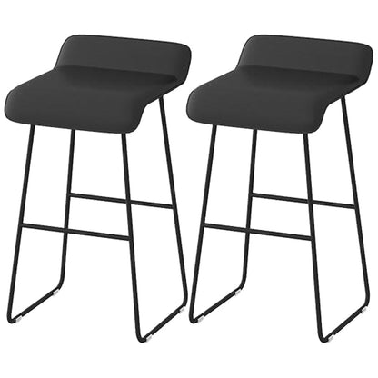 Faux Leather Armless Dining Stools Contemporary Bar Stools with Metal Base Black 2 Piece Set Clearhalo 'Bar Furniture' 'Bar Stools' 'bar_stools' 'furn' 'furn_bar_stools' 'Furniture' 'Kitchen & Dining Furniture' 6746826