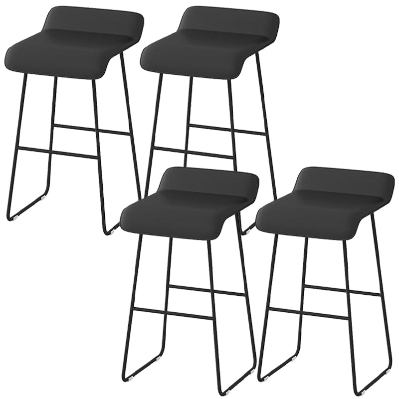 Faux Leather Armless Dining Stools Contemporary Bar Stools with Metal Base Black 4 Piece Set Clearhalo 'Bar Furniture' 'Bar Stools' 'bar_stools' 'furn' 'furn_bar_stools' 'Furniture' 'Kitchen & Dining Furniture' 6746827