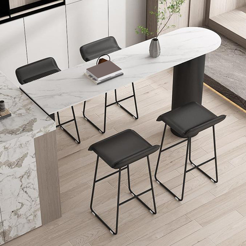 Faux Leather Armless Dining Stools Contemporary Bar Stools with Metal Base Clearhalo 'Bar Furniture' 'Bar Stools' 'bar_stools' 'furn' 'furn_bar_stools' 'Furniture' 'Kitchen & Dining Furniture' 6746828
