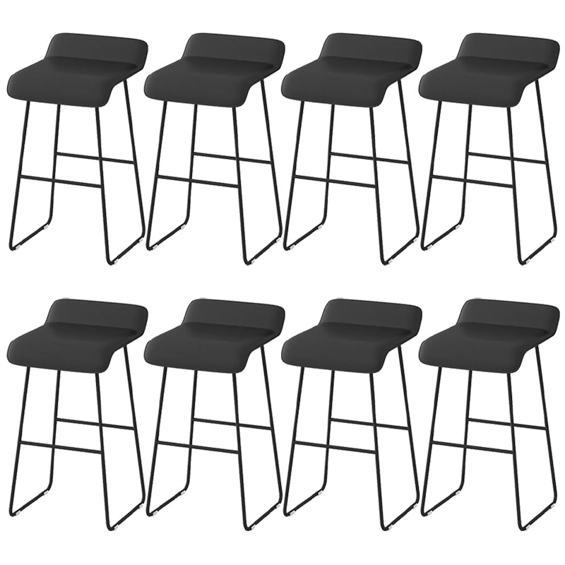 Faux Leather Armless Dining Stools Contemporary Bar Stools with Metal Base Black 8 Piece Set Clearhalo 'Bar Furniture' 'Bar Stools' 'bar_stools' 'furn' 'furn_bar_stools' 'Furniture' 'Kitchen & Dining Furniture' 6746832