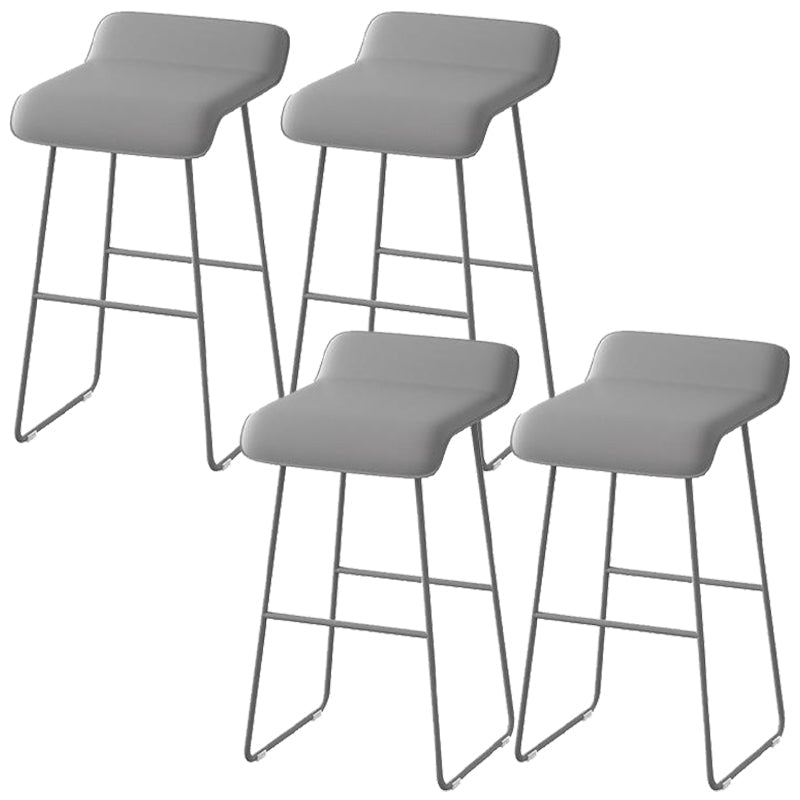Faux Leather Armless Dining Stools Contemporary Bar Stools with Metal Base Gray 4 Piece Set Clearhalo 'Bar Furniture' 'Bar Stools' 'bar_stools' 'furn' 'furn_bar_stools' 'Furniture' 'Kitchen & Dining Furniture' 6746835