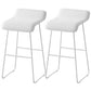 Faux Leather Armless Dining Stools Contemporary Bar Stools with Metal Base White 2 Piece Set Clearhalo 'Bar Furniture' 'Bar Stools' 'bar_stools' 'furn' 'furn_bar_stools' 'Furniture' 'Kitchen & Dining Furniture' 6746841
