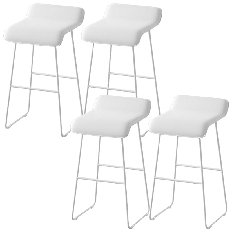 Faux Leather Armless Dining Stools Contemporary Bar Stools with Metal Base White 4 Piece Set Clearhalo 'Bar Furniture' 'Bar Stools' 'bar_stools' 'furn' 'furn_bar_stools' 'Furniture' 'Kitchen & Dining Furniture' 6746843