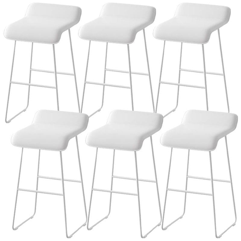 Faux Leather Armless Dining Stools Contemporary Bar Stools with Metal Base White 6 Piece Set Clearhalo 'Bar Furniture' 'Bar Stools' 'bar_stools' 'furn' 'furn_bar_stools' 'Furniture' 'Kitchen & Dining Furniture' 6746844
