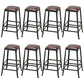 Armless Dining Stools Contemporary Bar Stools with Black Metal Base