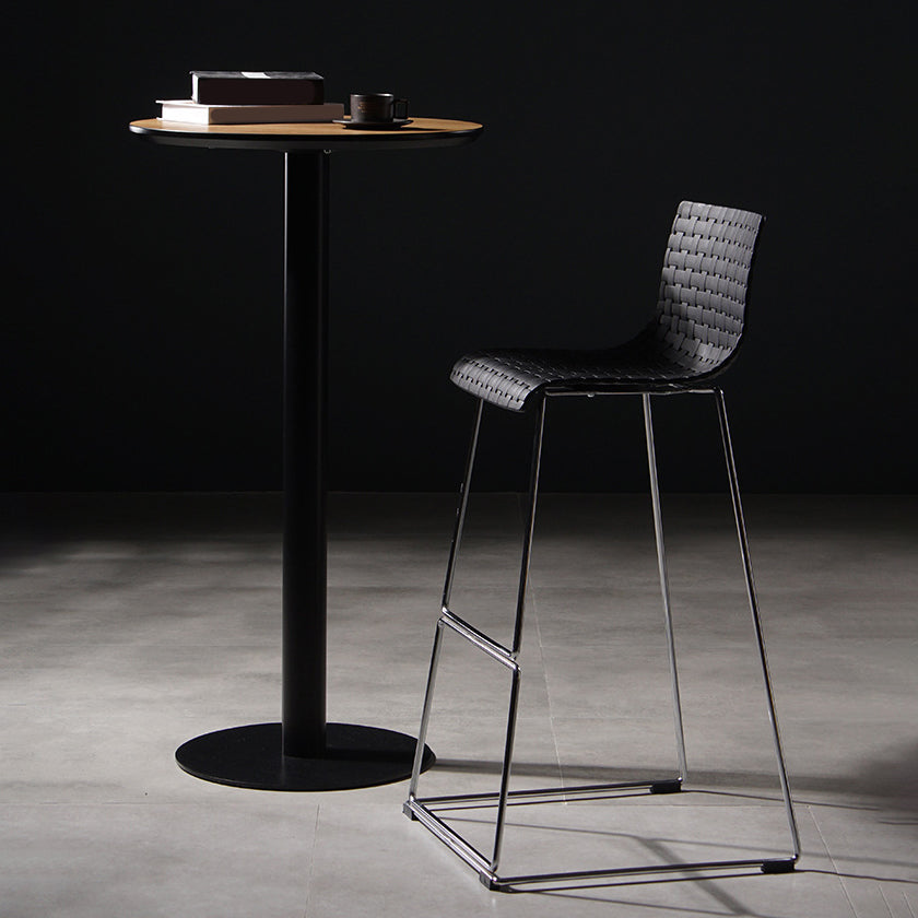 Faux Leathe Dining Stools Contemporary Bar Stools with Black Metal Base