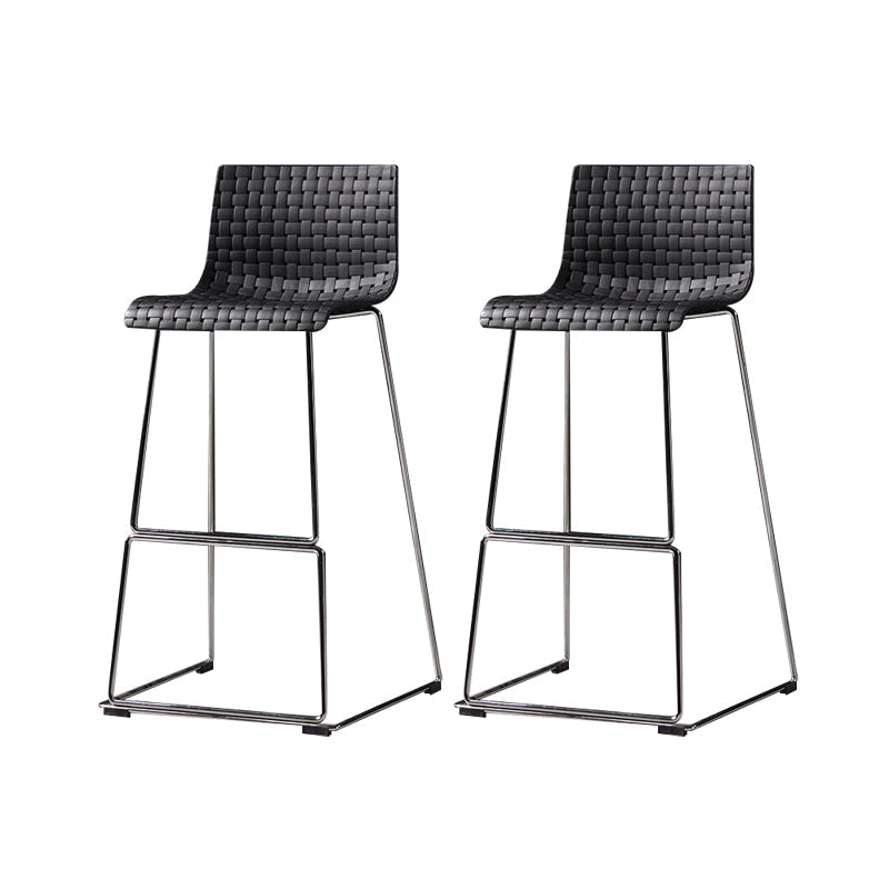 Faux Leathe Dining Stools Contemporary Bar Stools with Black Metal Base
