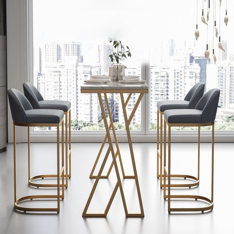 Glam Bucket Dining Stools Low Back Bar Stools with Gold Metal Base Clearhalo 'Bar Furniture' 'Bar Stools' 'bar_stools' 'furn' 'furn_bar_stools' 'Furniture' 'Kitchen & Dining Furniture' 6746973