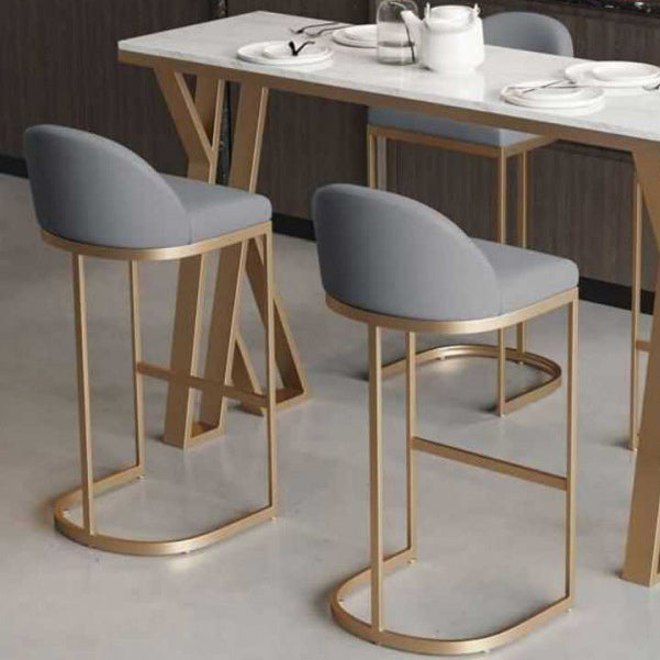 Glam Bucket Dining Stools Low Back Bar Stools with Gold Metal Base Clearhalo 'Bar Furniture' 'Bar Stools' 'bar_stools' 'furn' 'furn_bar_stools' 'Furniture' 'Kitchen & Dining Furniture' 6746975