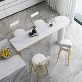 Metal Low Back Dining Stools Glam Armless Bar Stools with Cushion