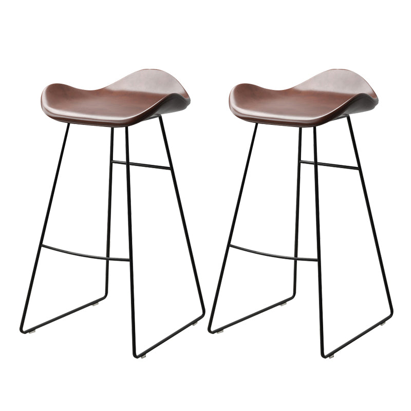 Backless Metal Indoor Counter & Bar Stools Industrial Stools with Black Frame
